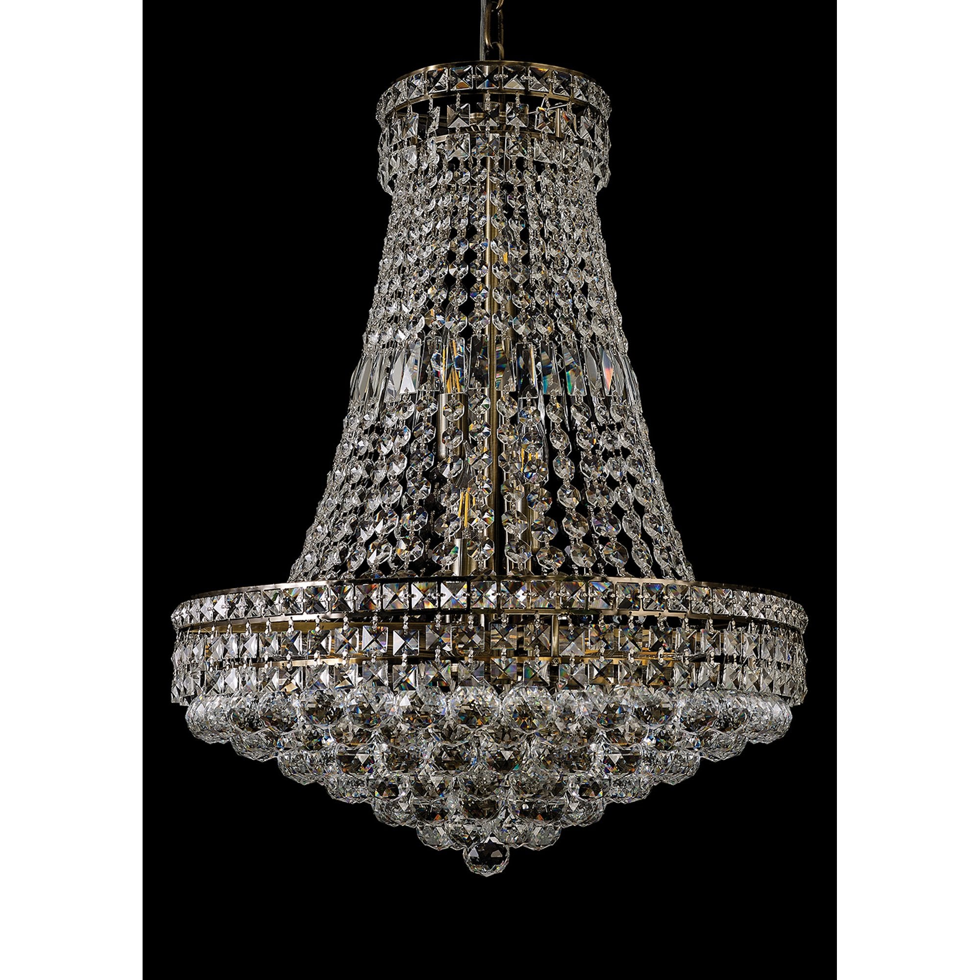 IL32091 Frances Pendant 14 Light E14 Antique Brass/Crystal