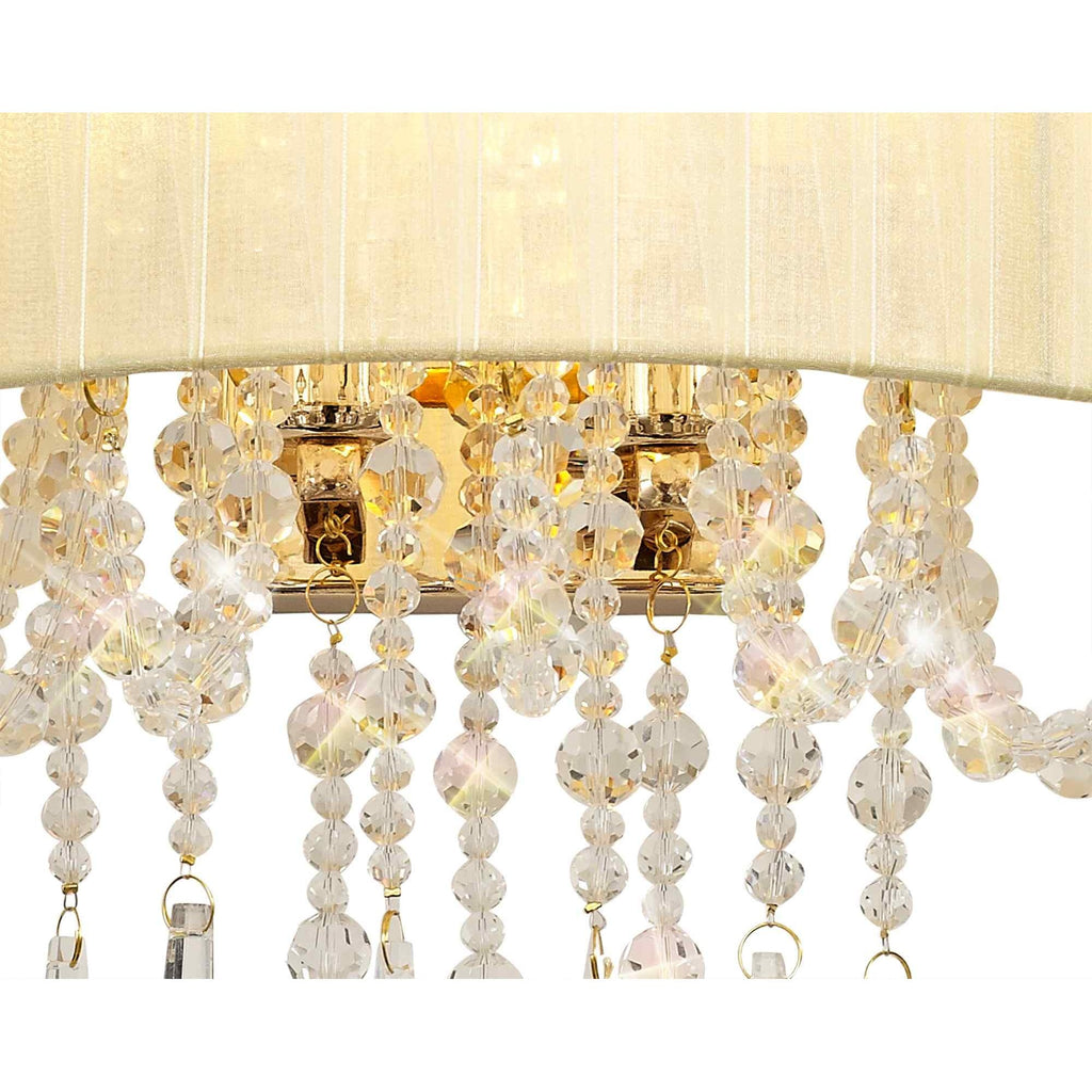 IL31756 Freida Wall Lamp Ivory Cream Shade 2 Light E14 French Gold/Crystal