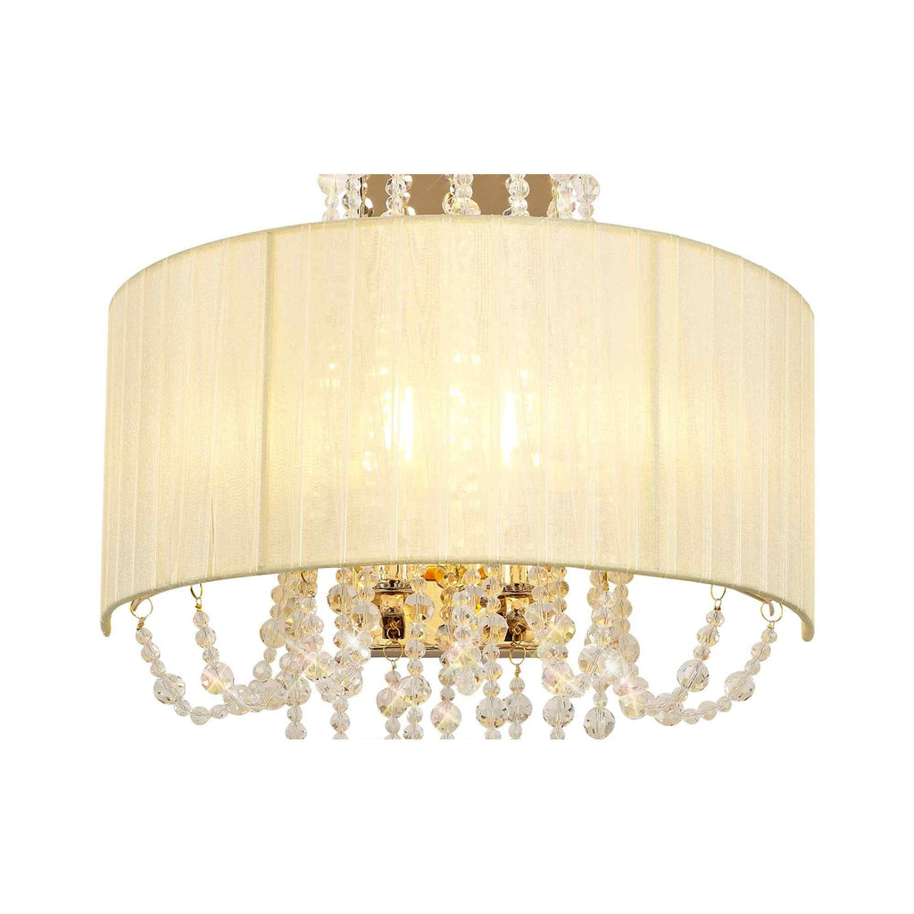 IL31756 Freida Wall Lamp Ivory Cream Shade 2 Light E14 French Gold/Crystal