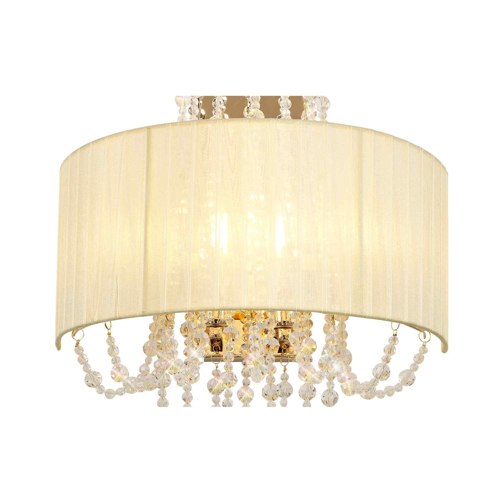 IL31756 Freida Wall Lamp Ivory Cream Shade 2 Light E14 French Gold/Crystal