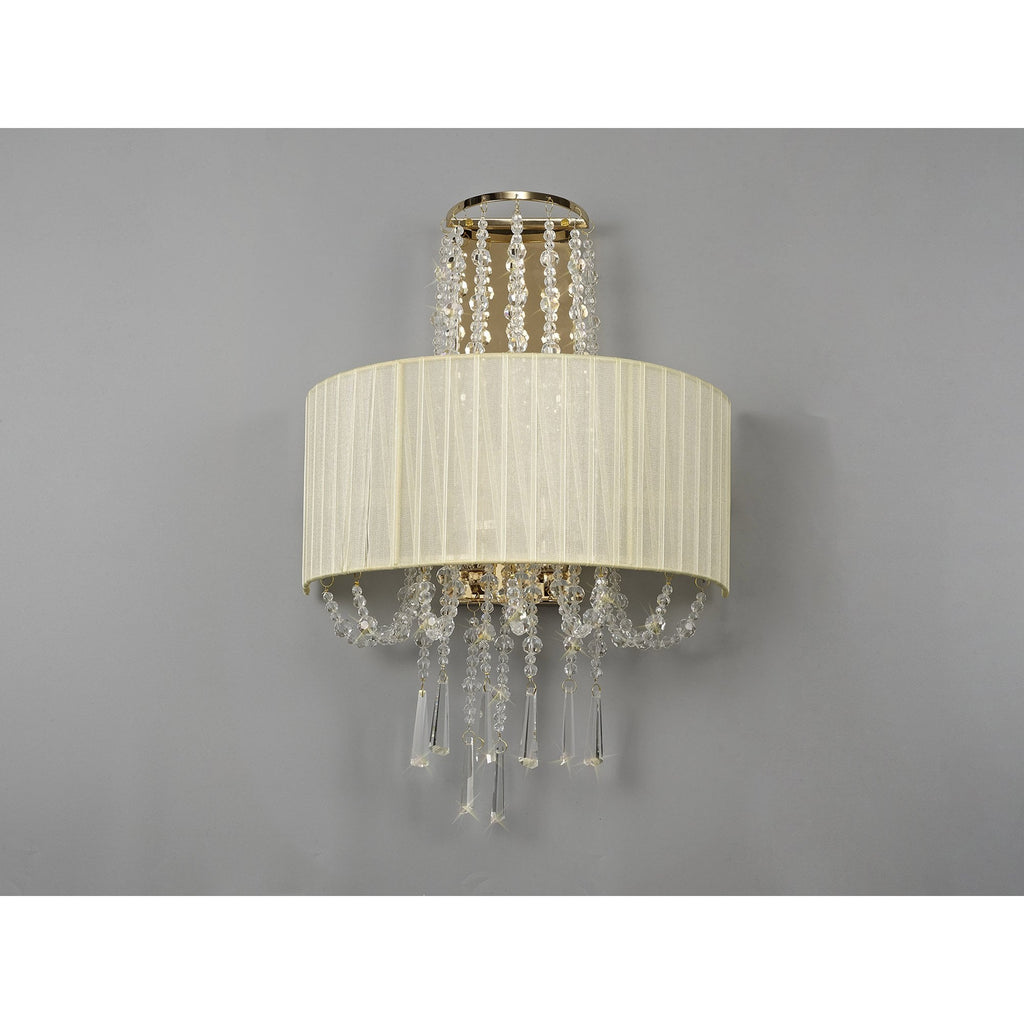 IL31756 Freida Wall Lamp Ivory Cream Shade 2 Light E14 French Gold/Crystal