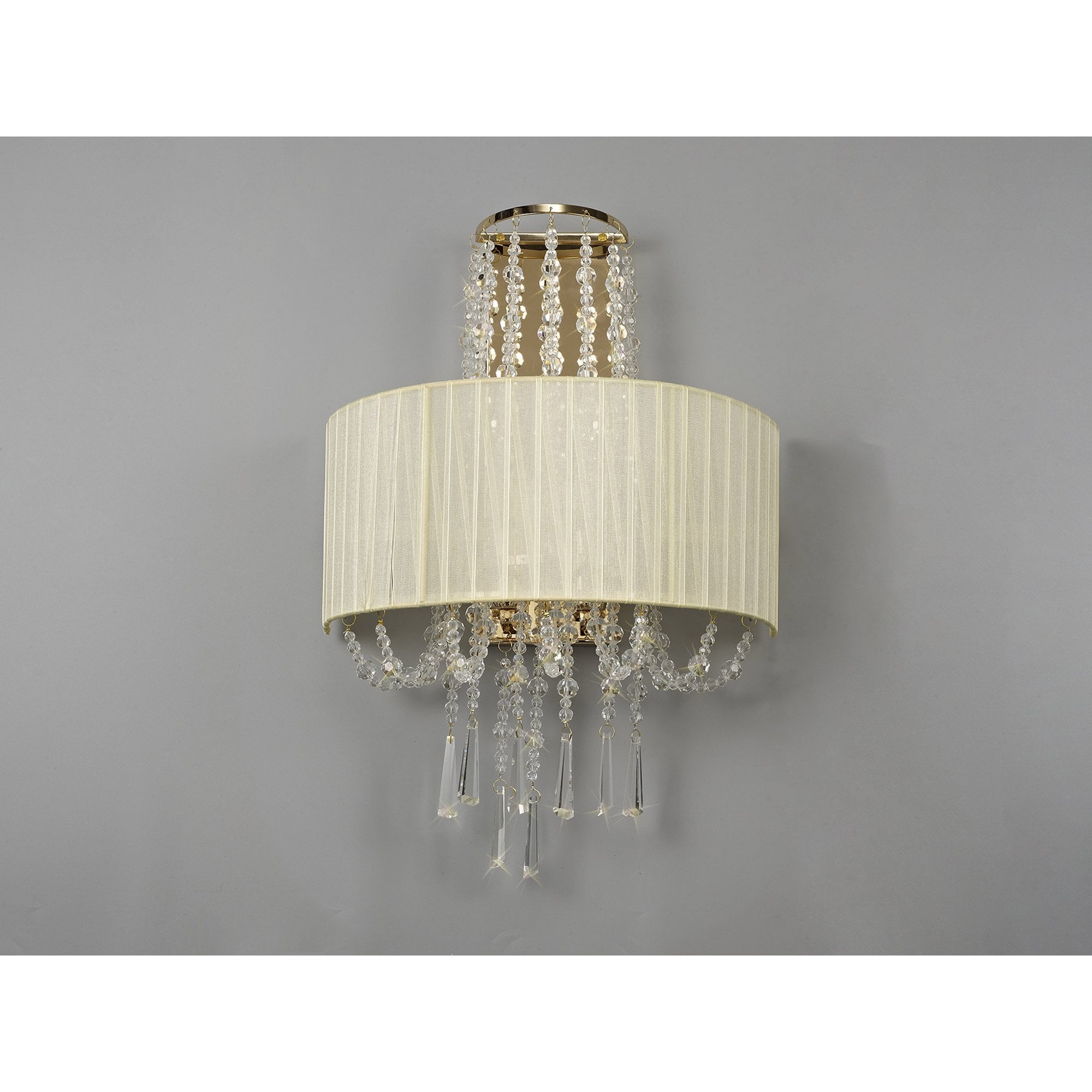 IL31756 Freida Wall Lamp Ivory Cream Shade 2 Light E14 French Gold/Crystal