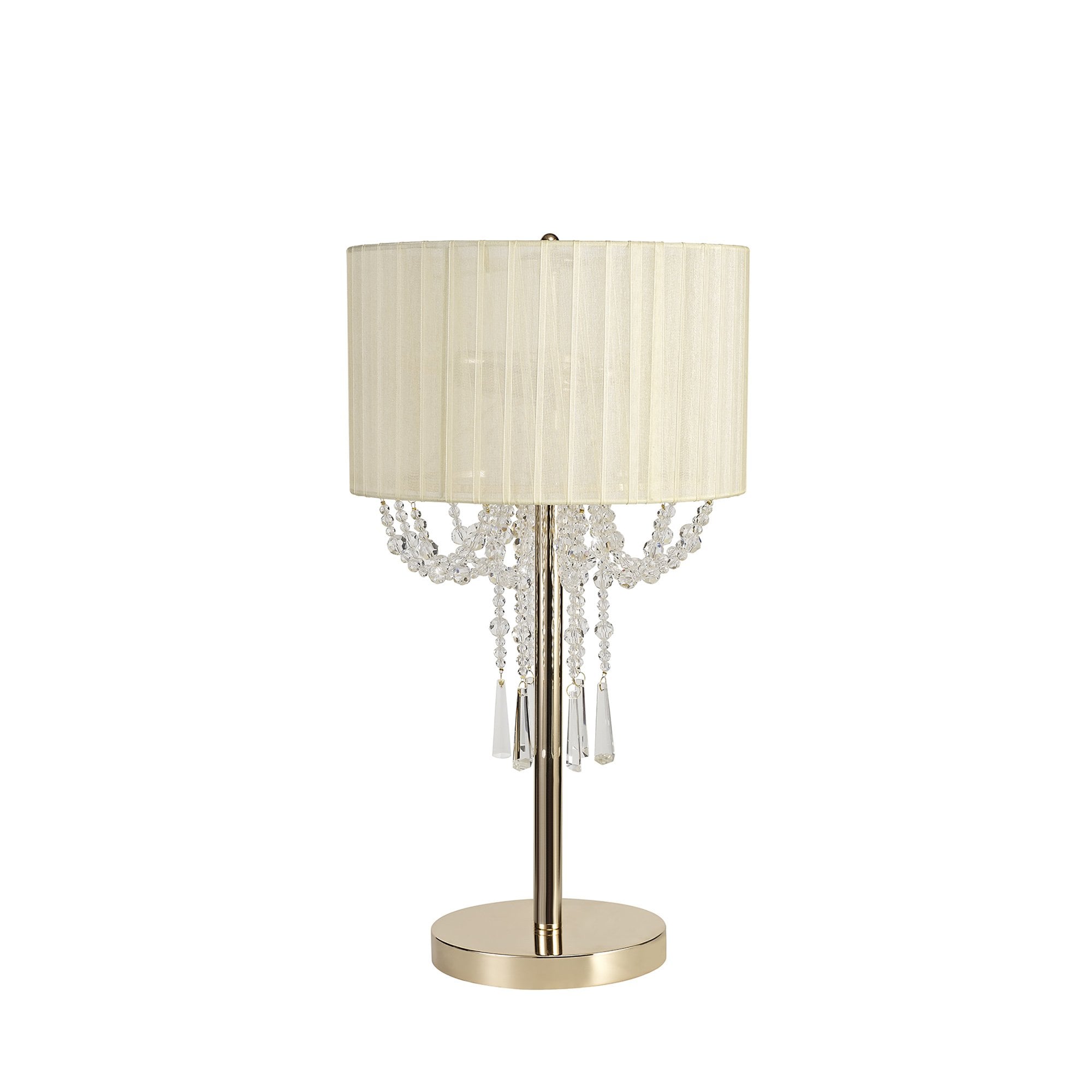 IL31759 Freida Table Lamp Ivory Cream Shade 3 Light E14 French Gold/Crystal