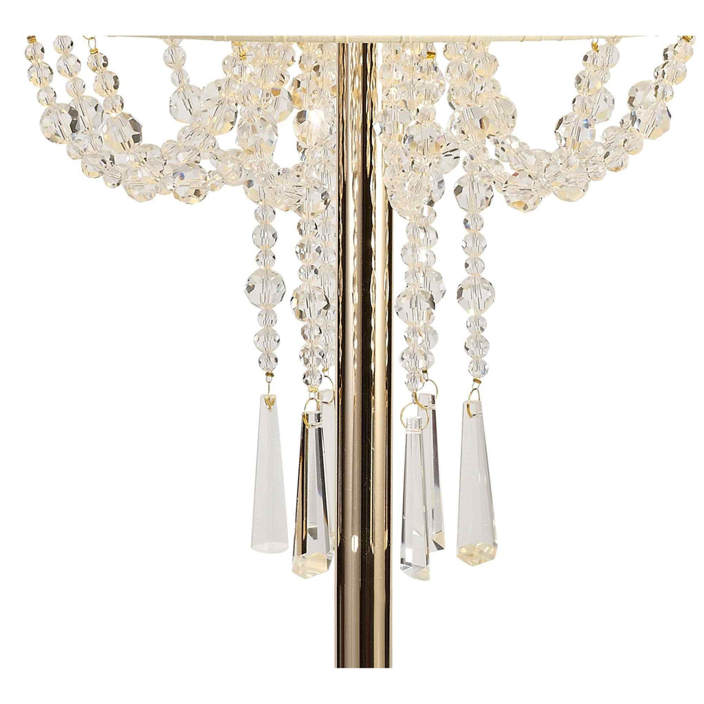 IL31759 Freida Table Lamp Ivory Cream Shade 3 Light E14 French Gold/Crystal