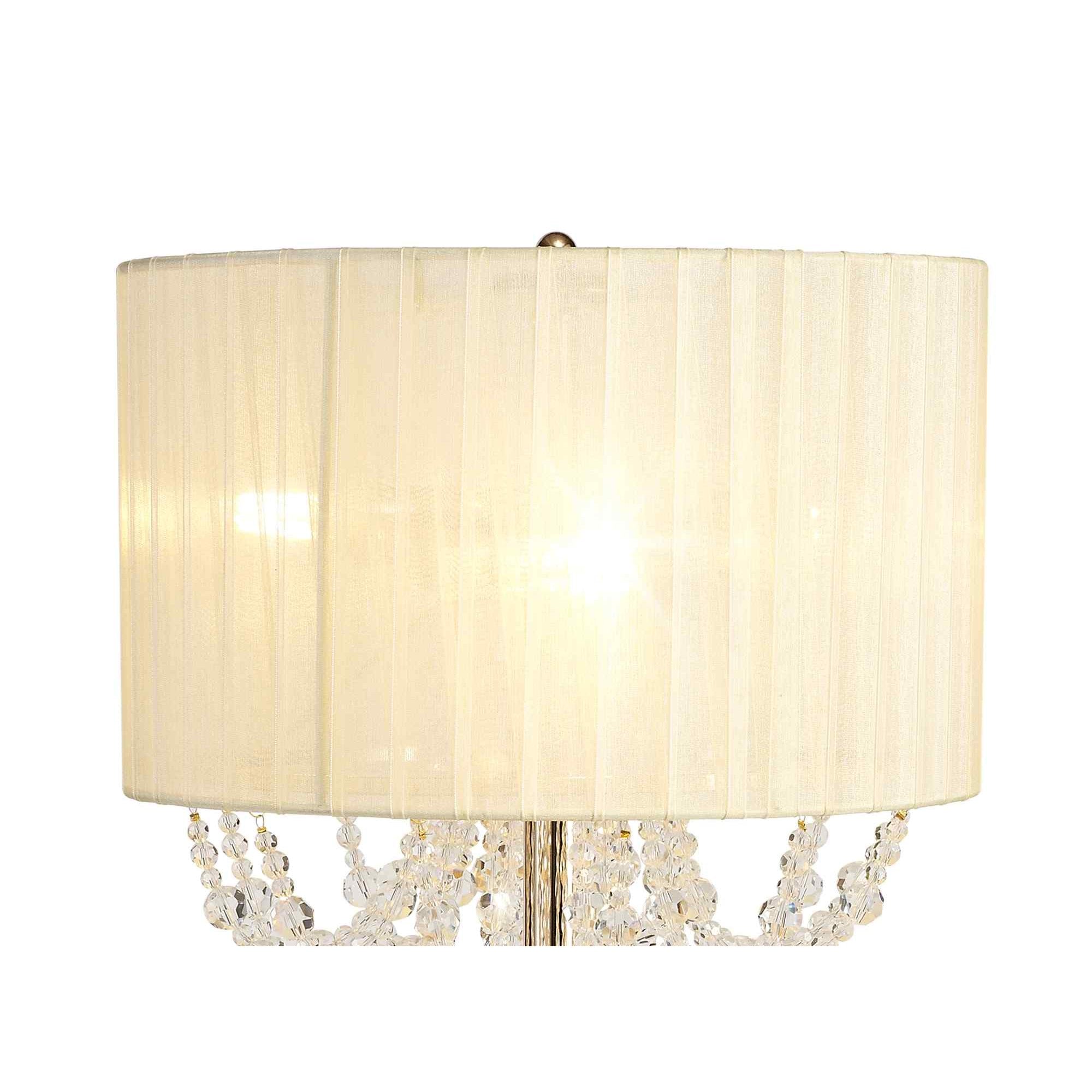 IL31759 Freida Table Lamp Ivory Cream Shade 3 Light E14 French Gold/Crystal