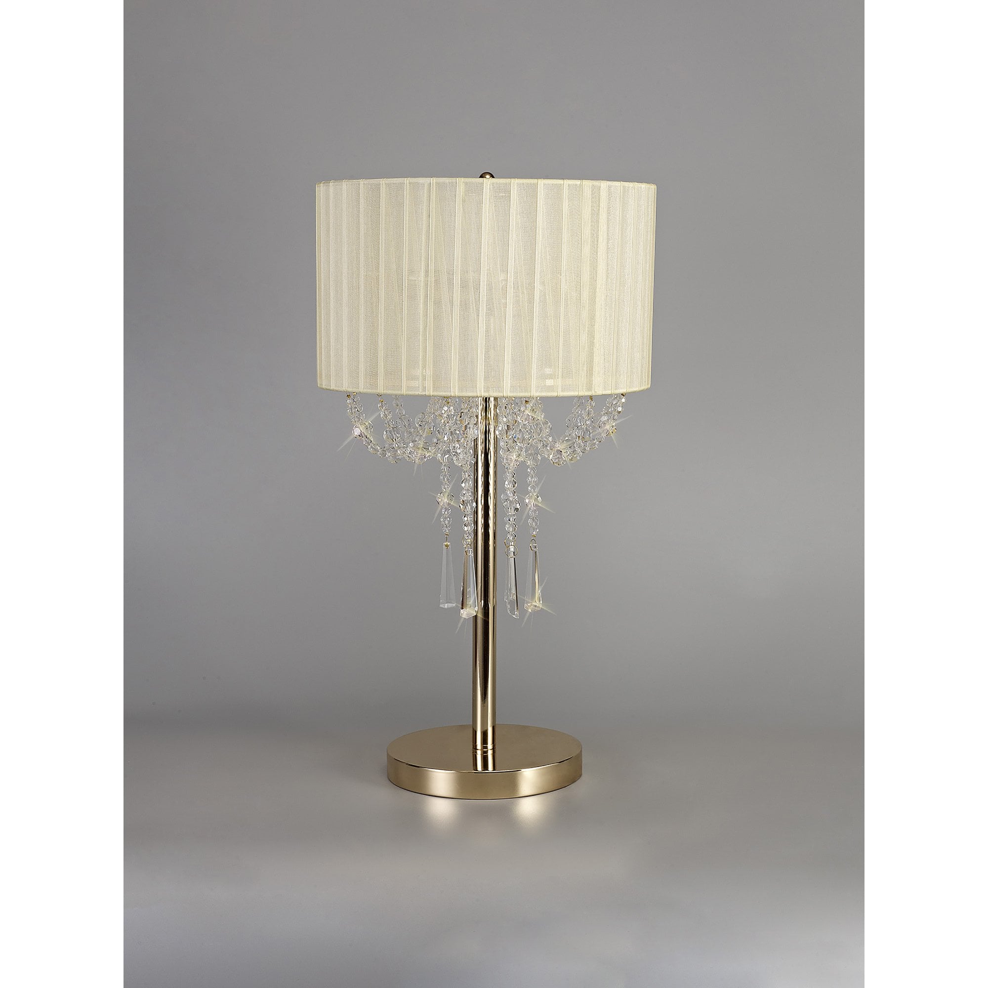 IL31759 Freida Table Lamp Ivory Cream Shade 3 Light E14 French Gold/Crystal