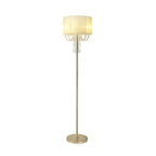 IL31763 Freida Floor Lamp Ivory Cream Shade 3 Light E14 French Gold/Crystal