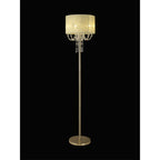 IL31763 Freida Floor Lamp Ivory Cream Shade 3 Light E14 French Gold/Crystal