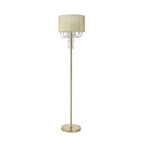 IL31763 Freida Floor Lamp Ivory Cream Shade 3 Light E14 French Gold/Crystal