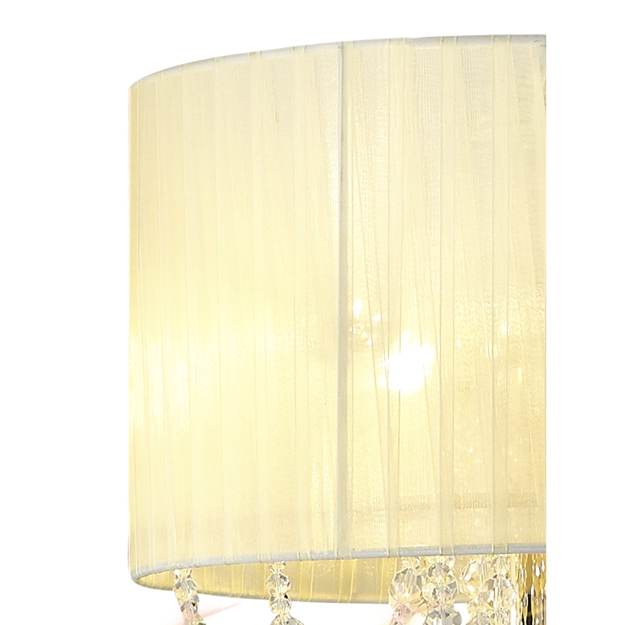Freida Floor  Lamp Ivory Cream Shade 3 Light E14 French Gold/Crystal