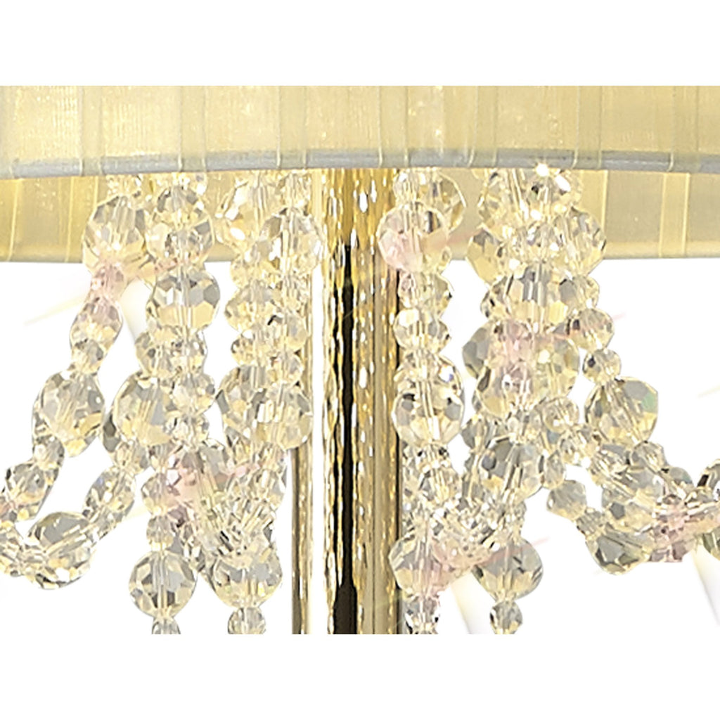 IL31763 Freida Floor Lamp Ivory Cream Shade 3 Light E14 French Gold/Crystal