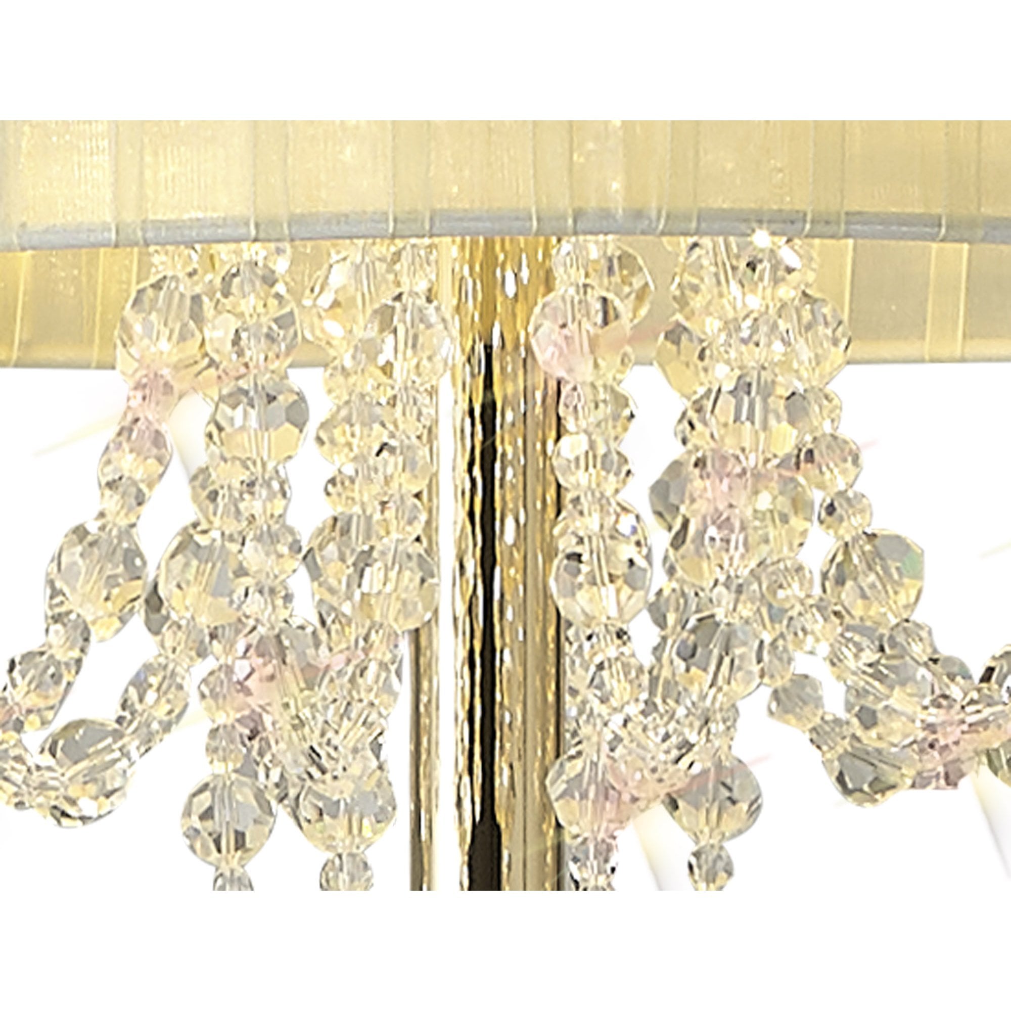 Freida Floor  Lamp Ivory Cream Shade 3 Light E14 French Gold/Crystal