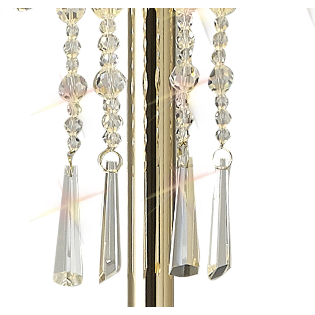 IL31763 Freida Floor Lamp Ivory Cream Shade 3 Light E14 French Gold/Crystal