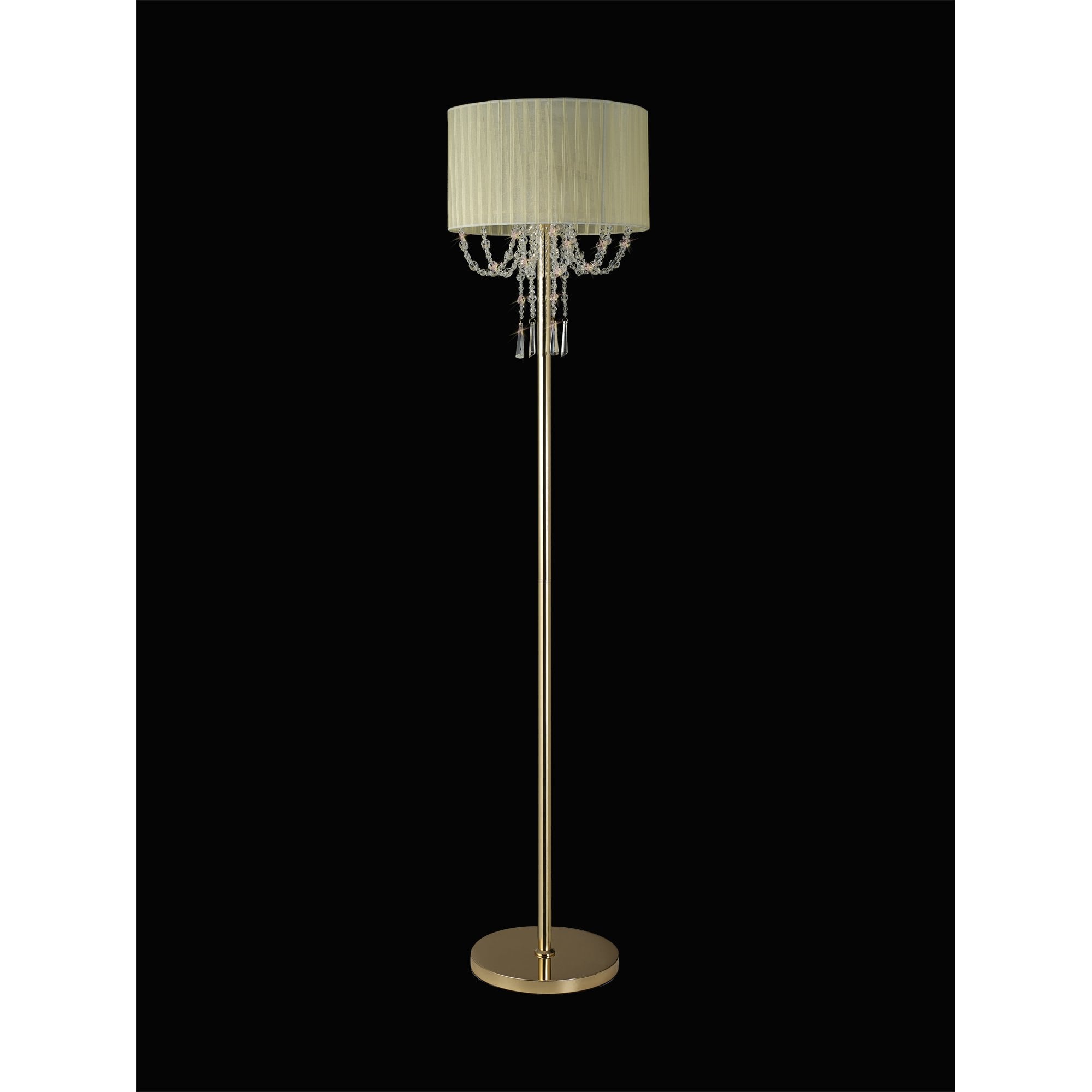 Freida Floor  Lamp Ivory Cream Shade 3 Light E14 French Gold/Crystal