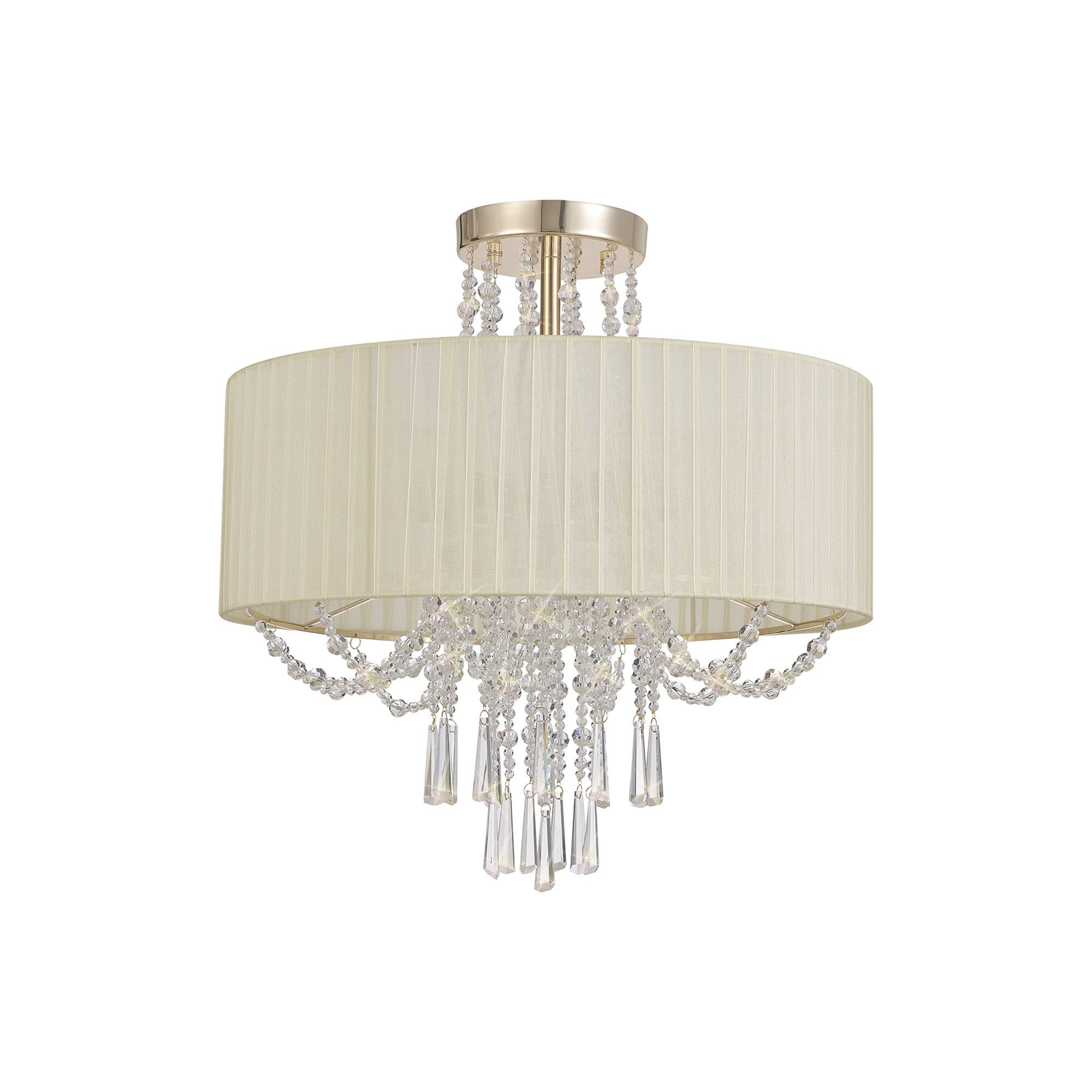 IL31757 Freida Semi Flush Ivory Cream Shade 6 Light E14 French Gold/Crystal