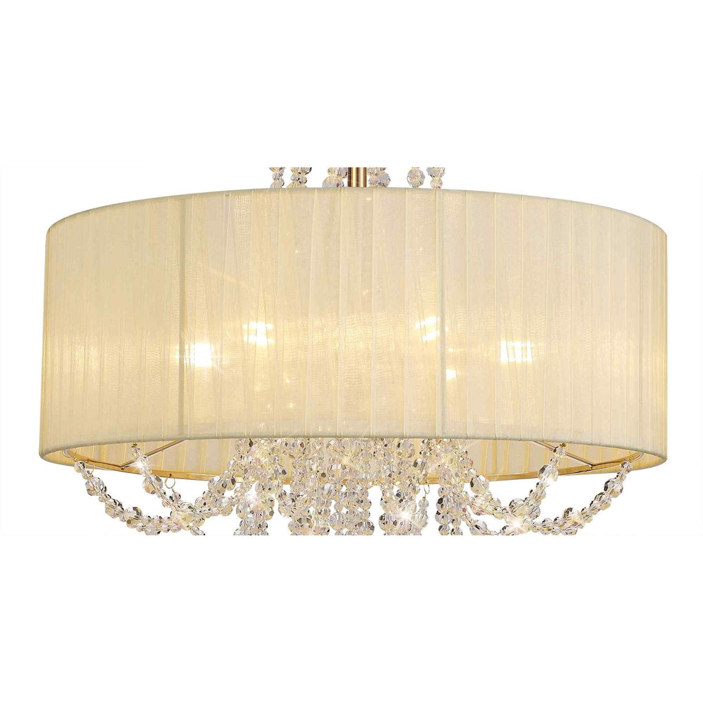 IL31757 Freida Semi Flush Ivory Cream Shade 6 Light E14 French Gold/Crystal