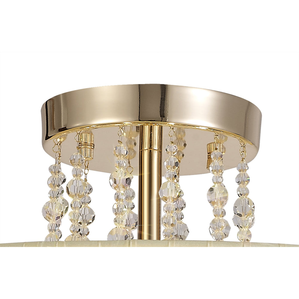 IL31757 Freida Semi Flush Ivory Cream Shade 6 Light E14 French Gold/Crystal