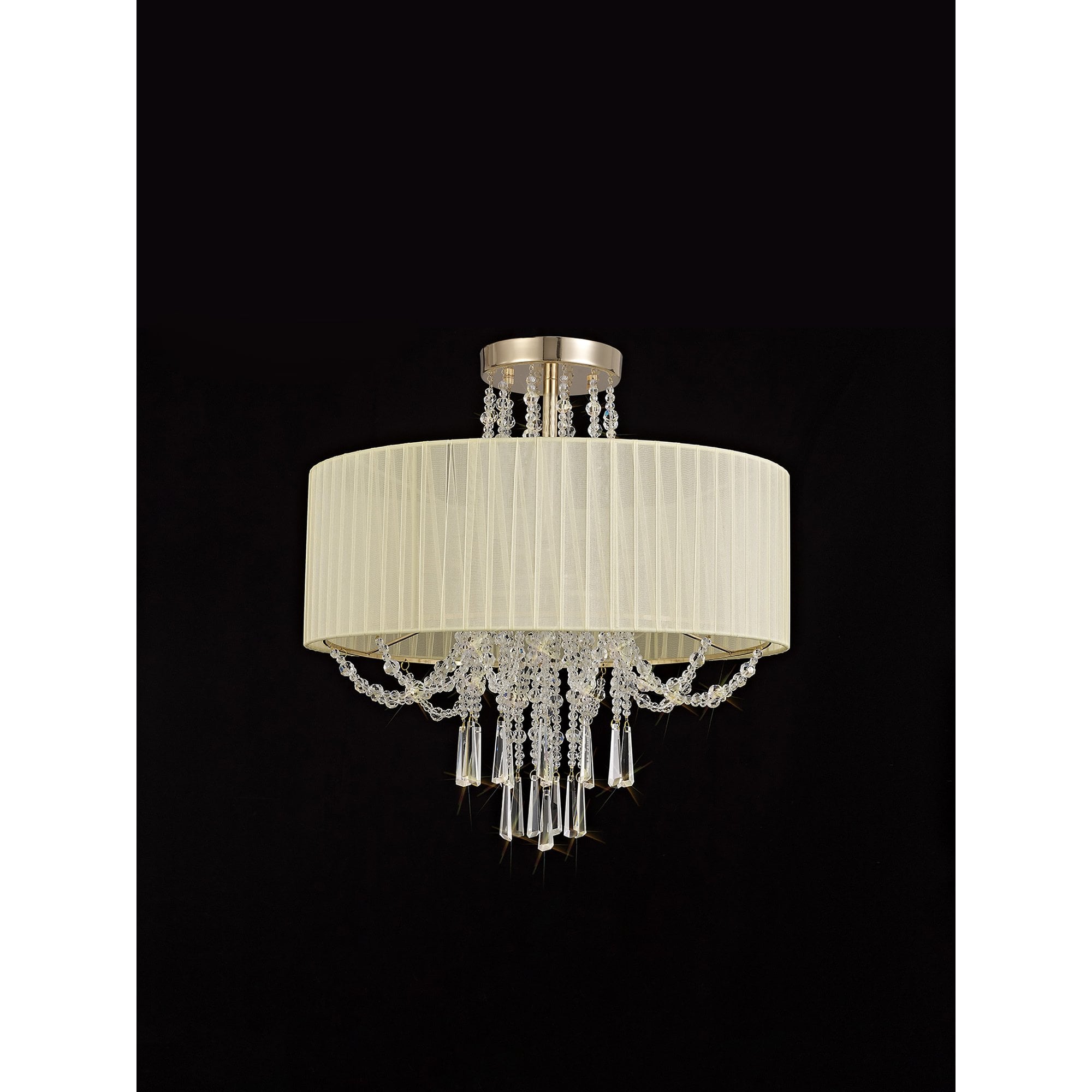 IL31757 Freida Semi Flush Ivory Cream Shade 6 Light E14 French Gold/Crystal