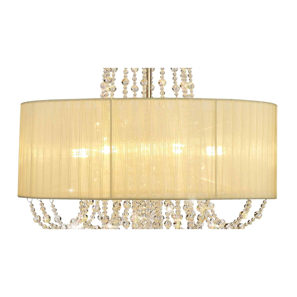 IL31758 Freida Pendant Ivory Cream Shade 6 Light E14 French Gold/Crystal