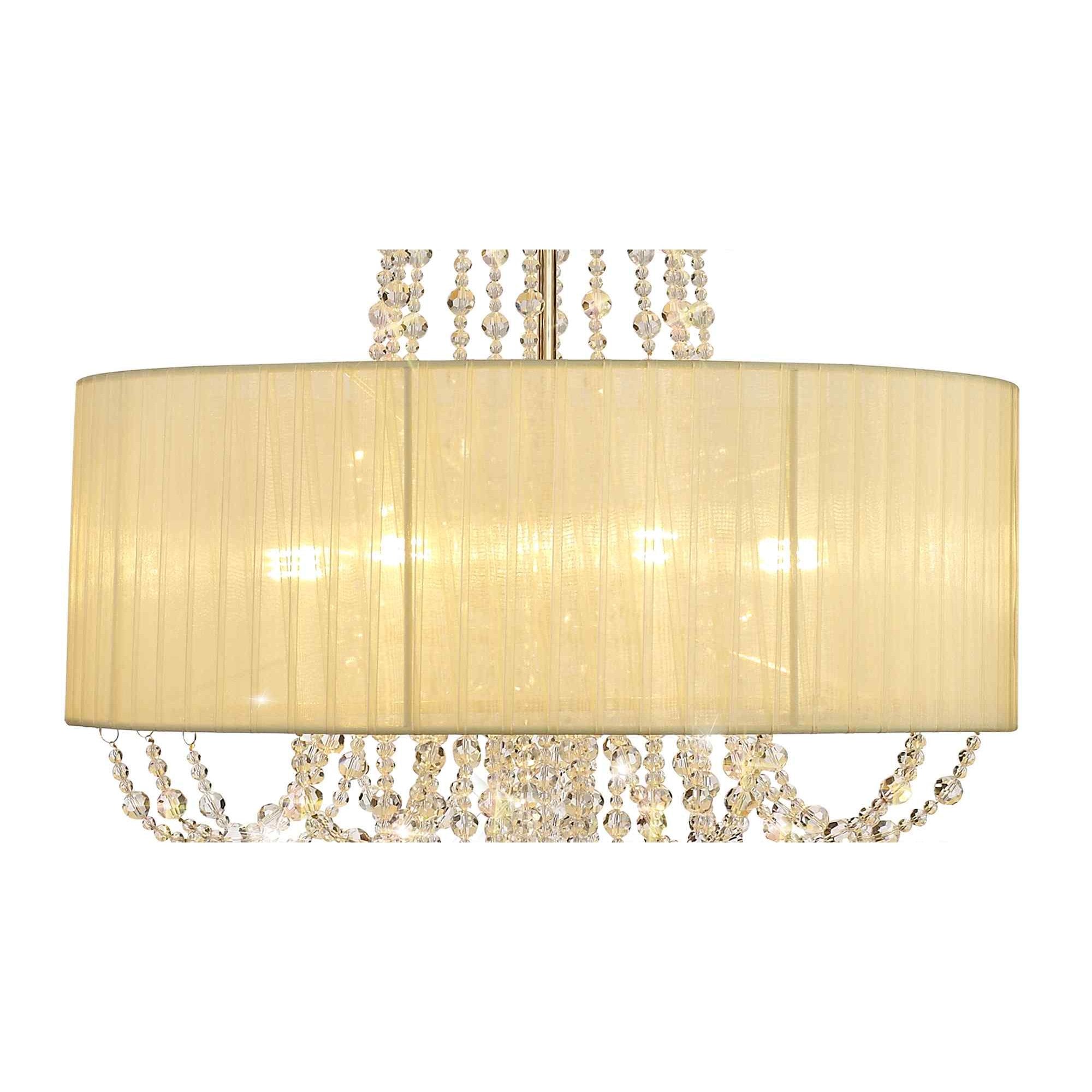 IL31758 Freida Pendant Ivory Cream Shade 6 Light E14 French Gold/Crystal