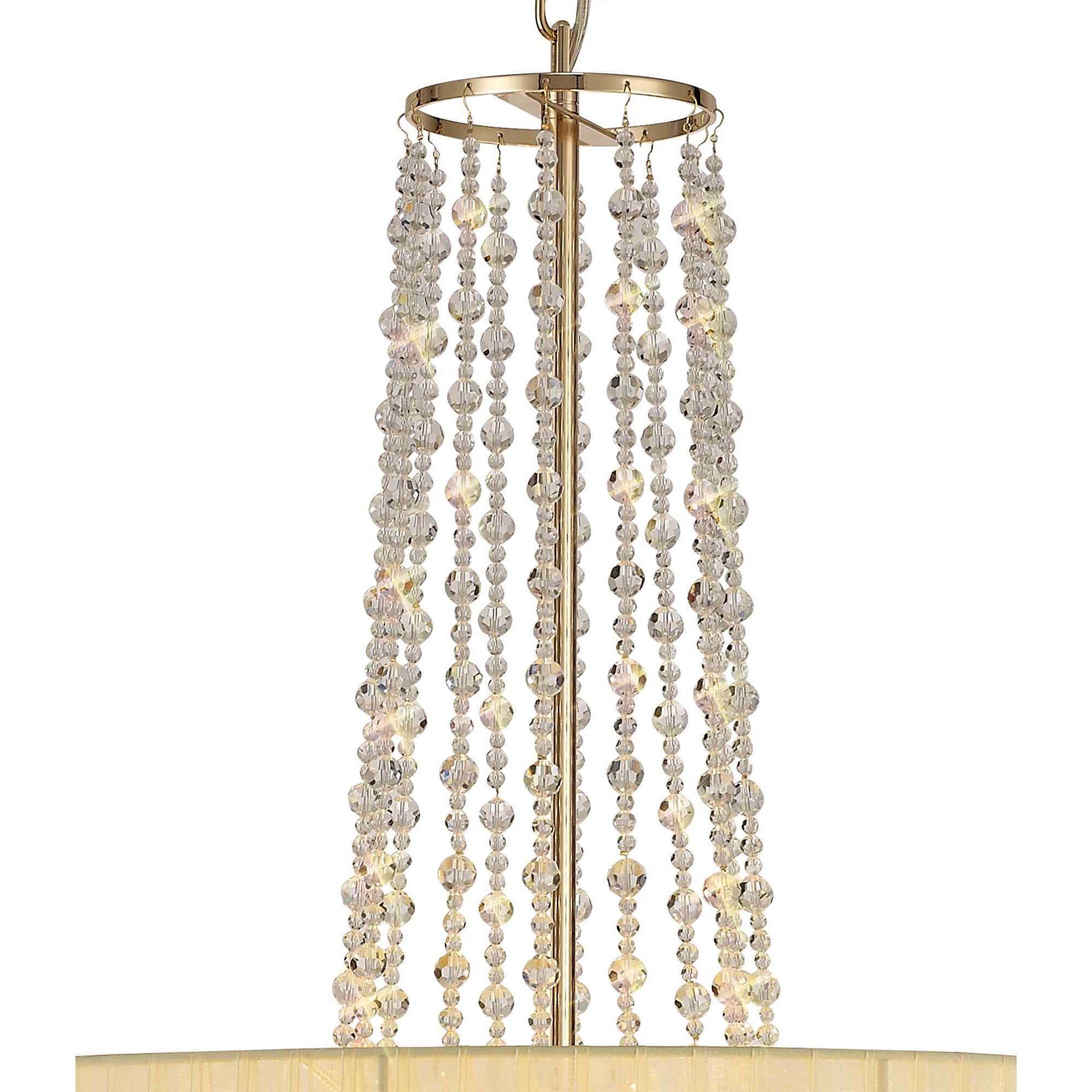 IL31758 Freida Pendant Ivory Cream Shade 6 Light E14 French Gold/Crystal