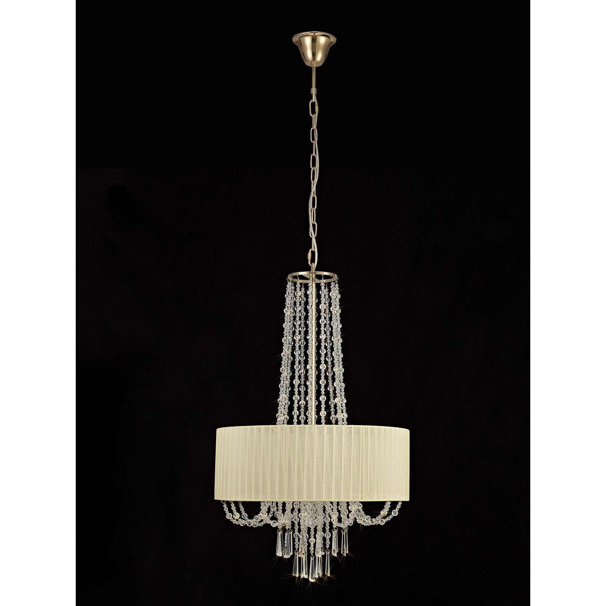IL31758 Freida Pendant Ivory Cream Shade 6 Light E14 French Gold/Crystal