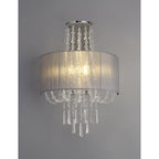 IL31746/GY Freida Wall Lamp Grey Shade 2 Light E14 Polished Chrome/Crystal