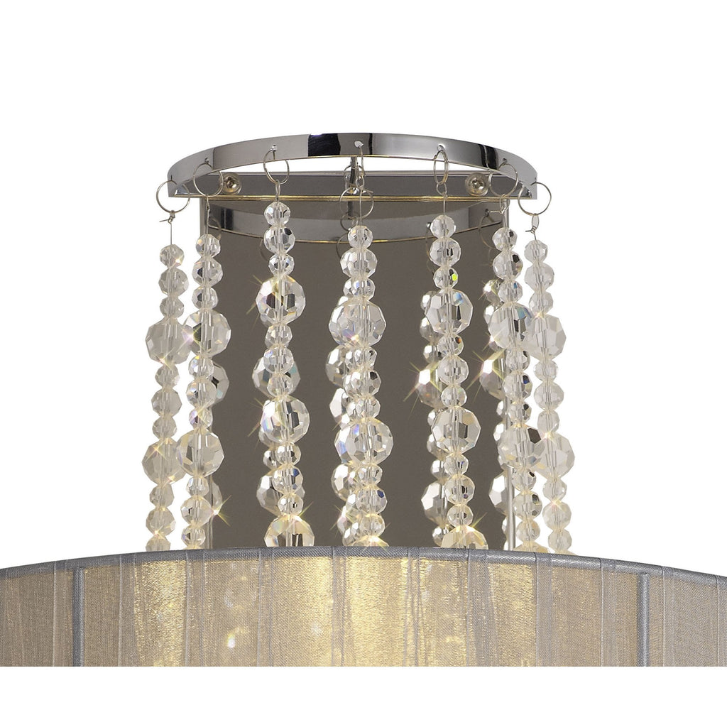 IL31746/GY Freida Wall Lamp Grey Shade 2 Light E14 Polished Chrome/Crystal
