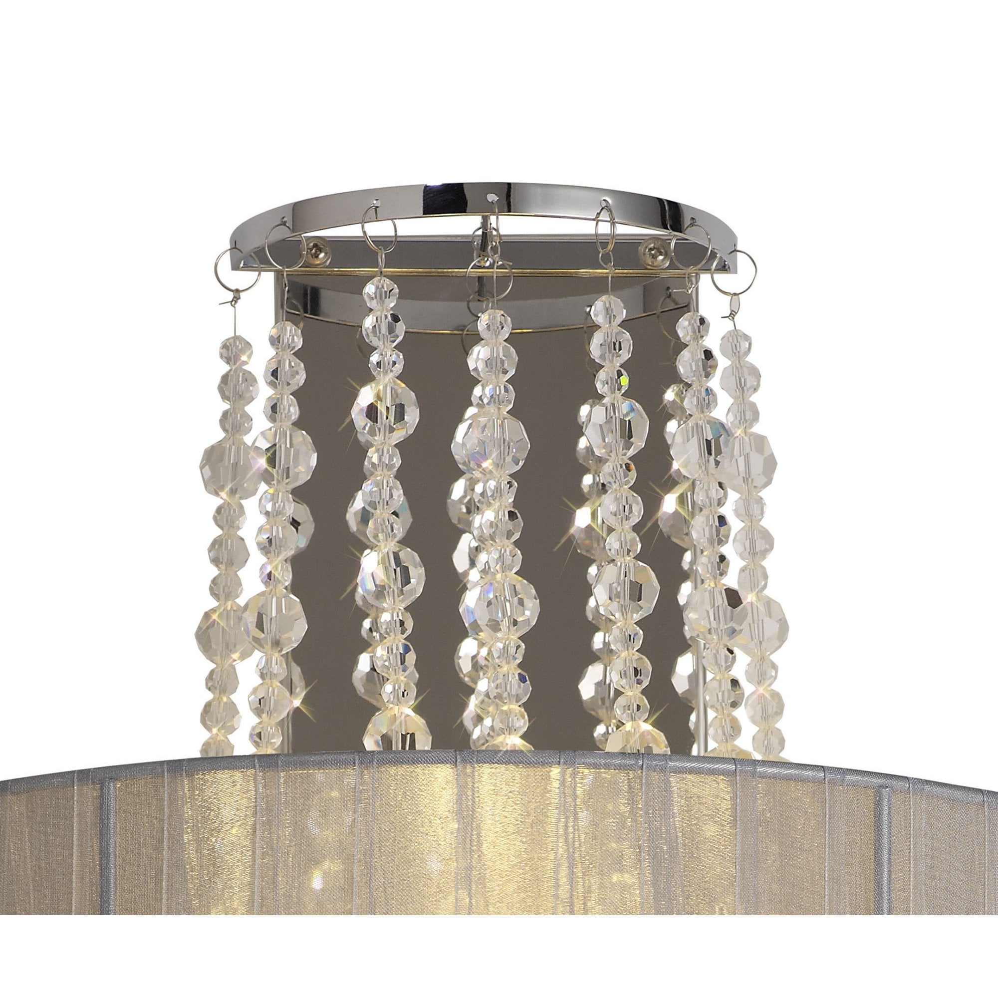 IL31746/GY Freida Wall Lamp Grey Shade 2 Light E14 Polished Chrome/Crystal