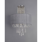 IL31746/GY Freida Wall Lamp Grey Shade 2 Light E14 Polished Chrome/Crystal