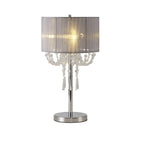 IL31749/GY Freida Table Lamp Grey Shade 3 Light E14 Polished Chrome/Crystal