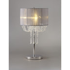 IL31749/GY Freida Table Lamp Grey Shade 3 Light E14 Polished Chrome/Crystal