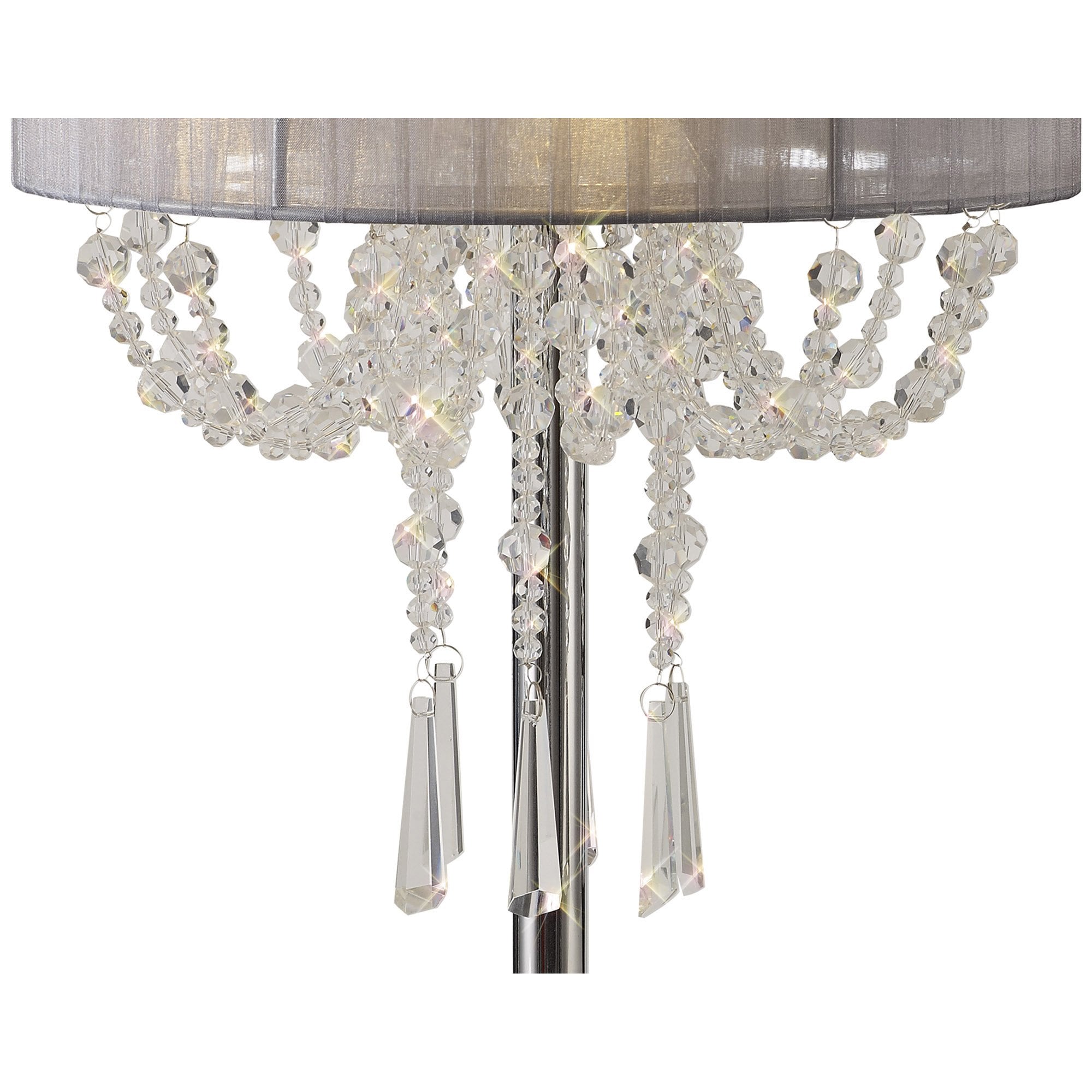 IL31749/GY Freida Table Lamp Grey Shade 3 Light E14 Polished Chrome/Crystal