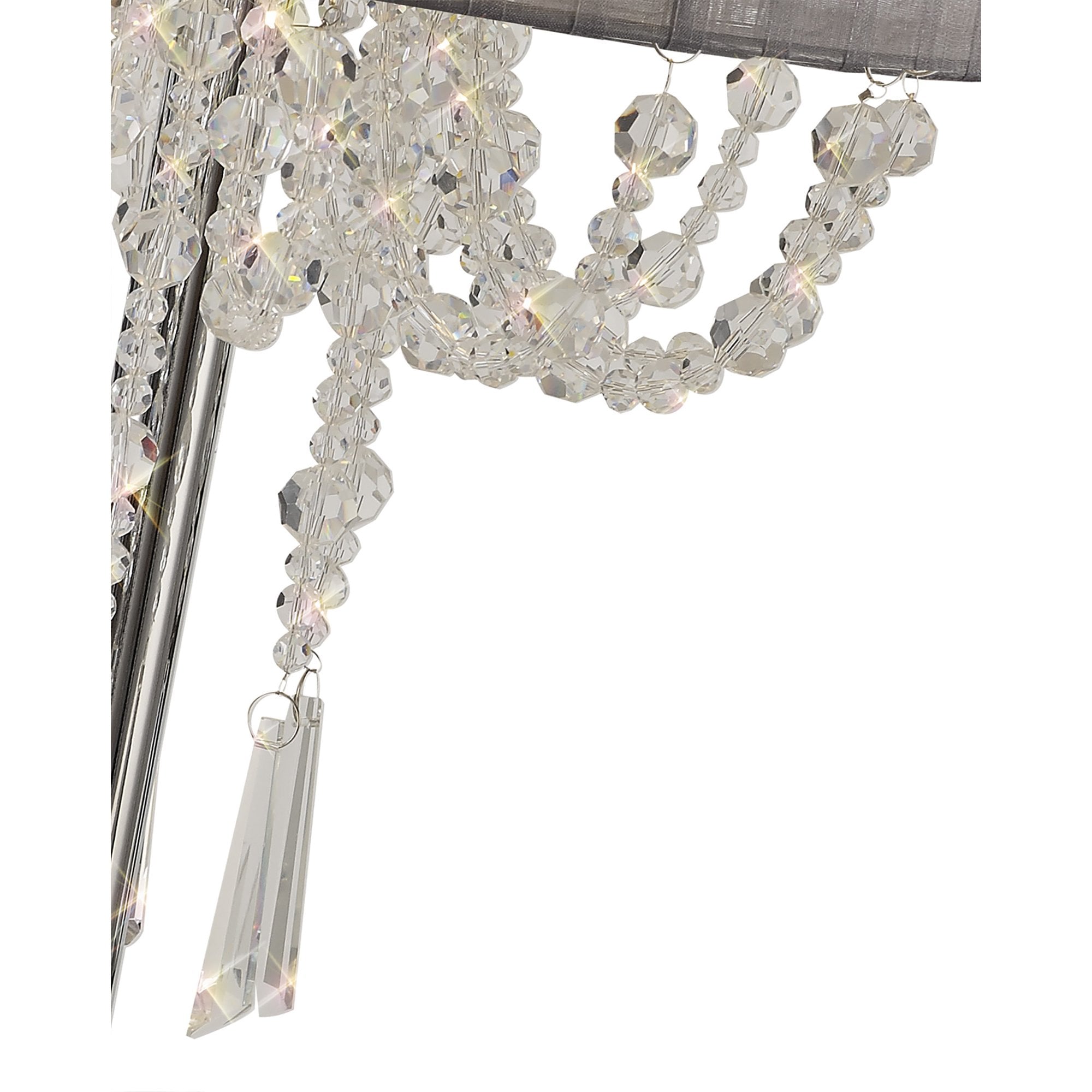 IL31749/GY Freida Table Lamp Grey Shade 3 Light E14 Polished Chrome/Crystal