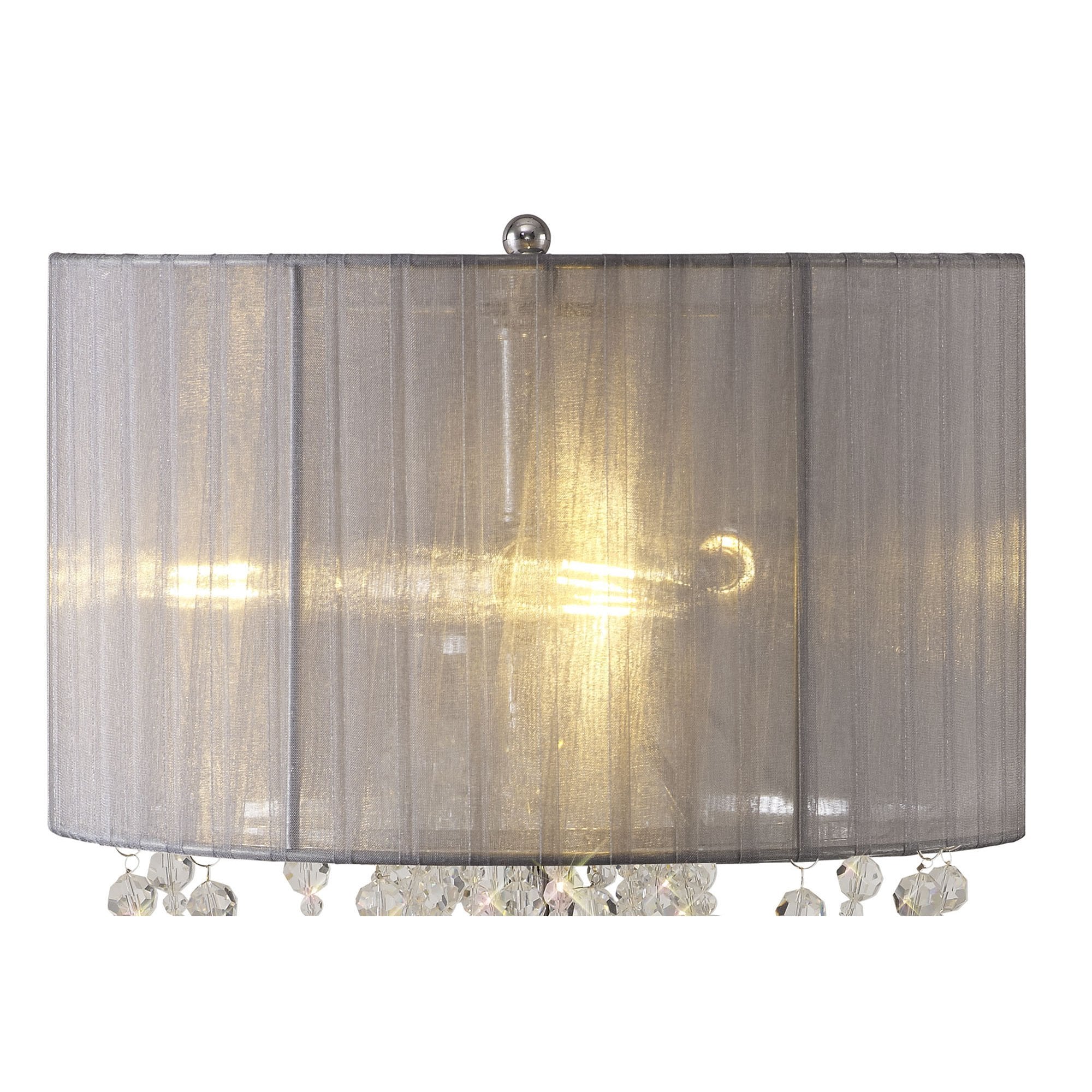 IL31749/GY Freida Table Lamp Grey Shade 3 Light E14 Polished Chrome/Crystal
