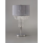 IL31749/GY Freida Table Lamp Grey Shade 3 Light E14 Polished Chrome/Crystal