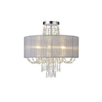 IL31747/GY Freida Semi Flush Grey Shade 6 Light E14 Polished Chrome/Crystal
