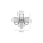 IL31747/GY Freida Semi Flush Grey Shade 6 Light E14 Polished Chrome/Crystal