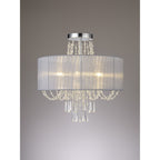 IL31747/GY Freida Semi Flush Grey Shade 6 Light E14 Polished Chrome/Crystal