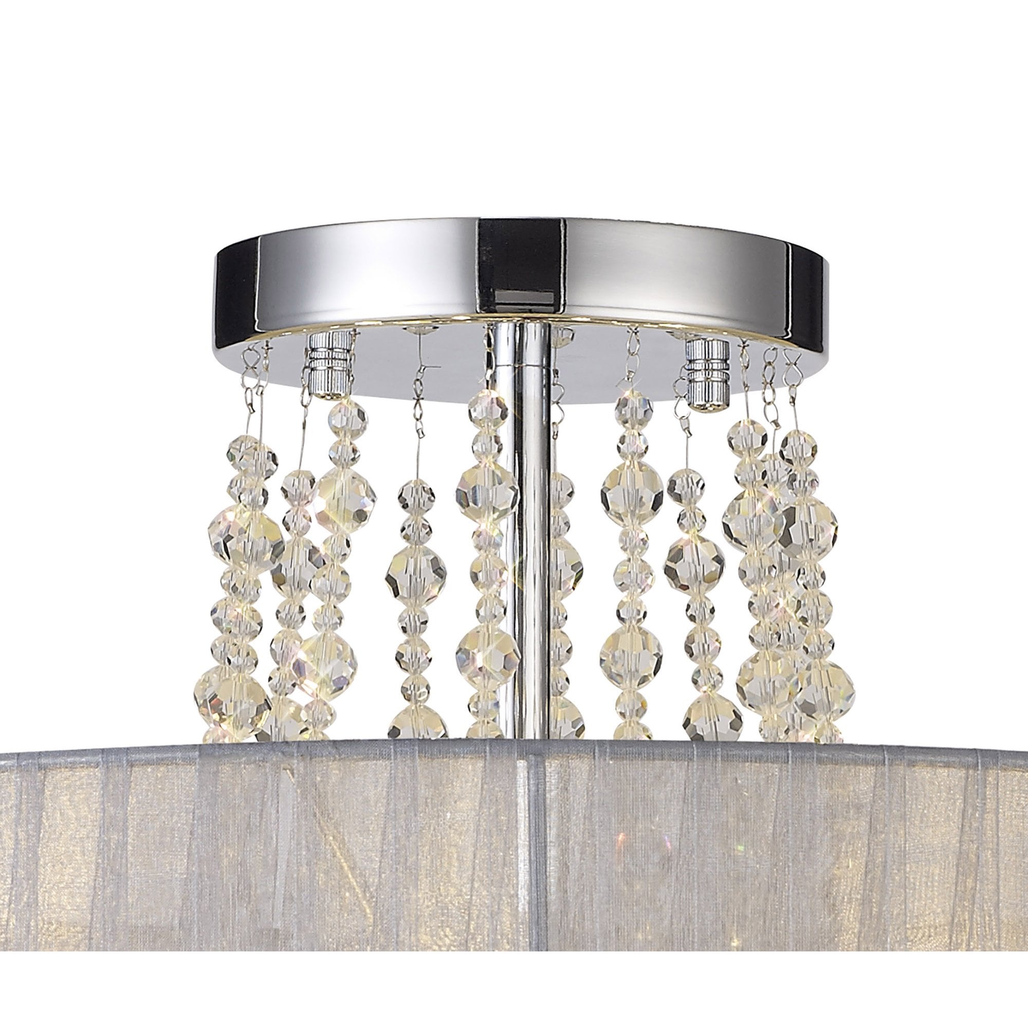 IL31747/GY Freida Semi Flush Grey Shade 6 Light E14 Polished Chrome/Crystal