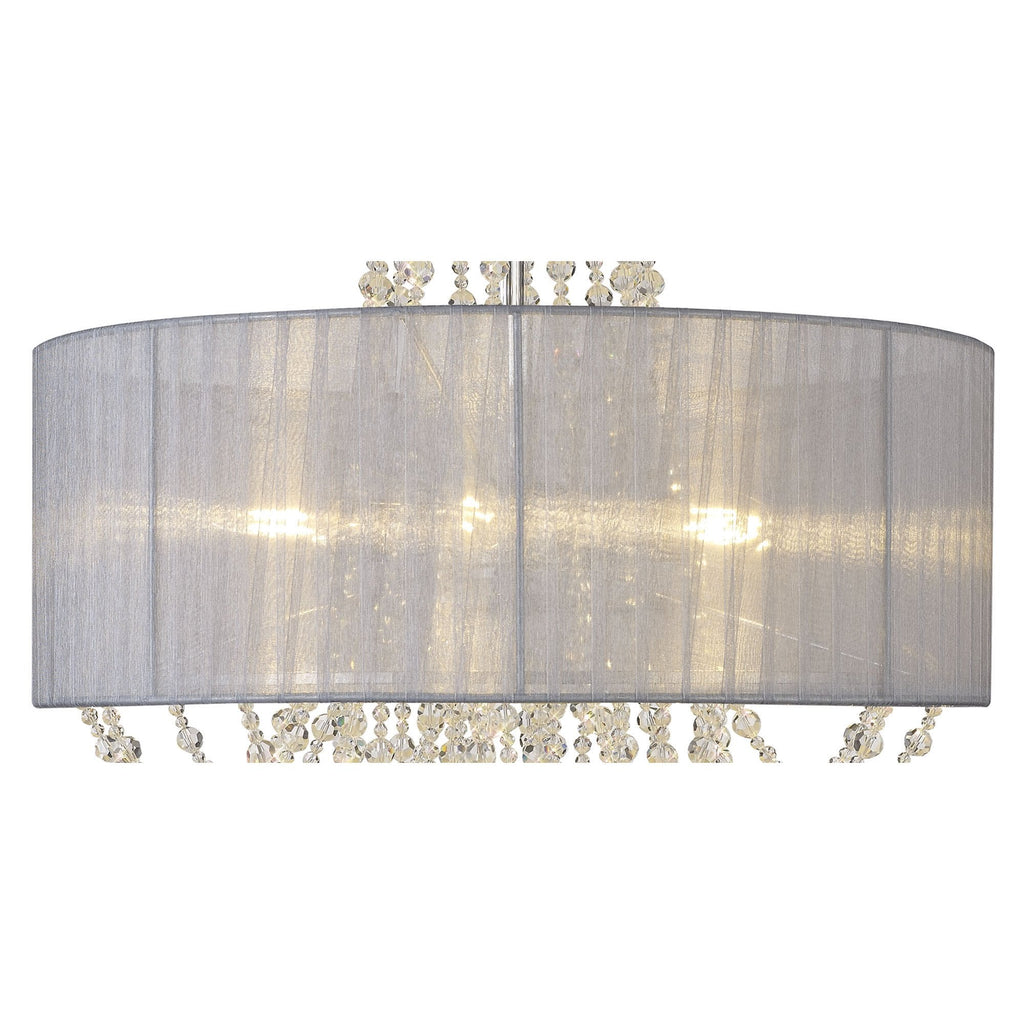IL31747/GY Freida Semi Flush Grey Shade 6 Light E14 Polished Chrome/Crystal