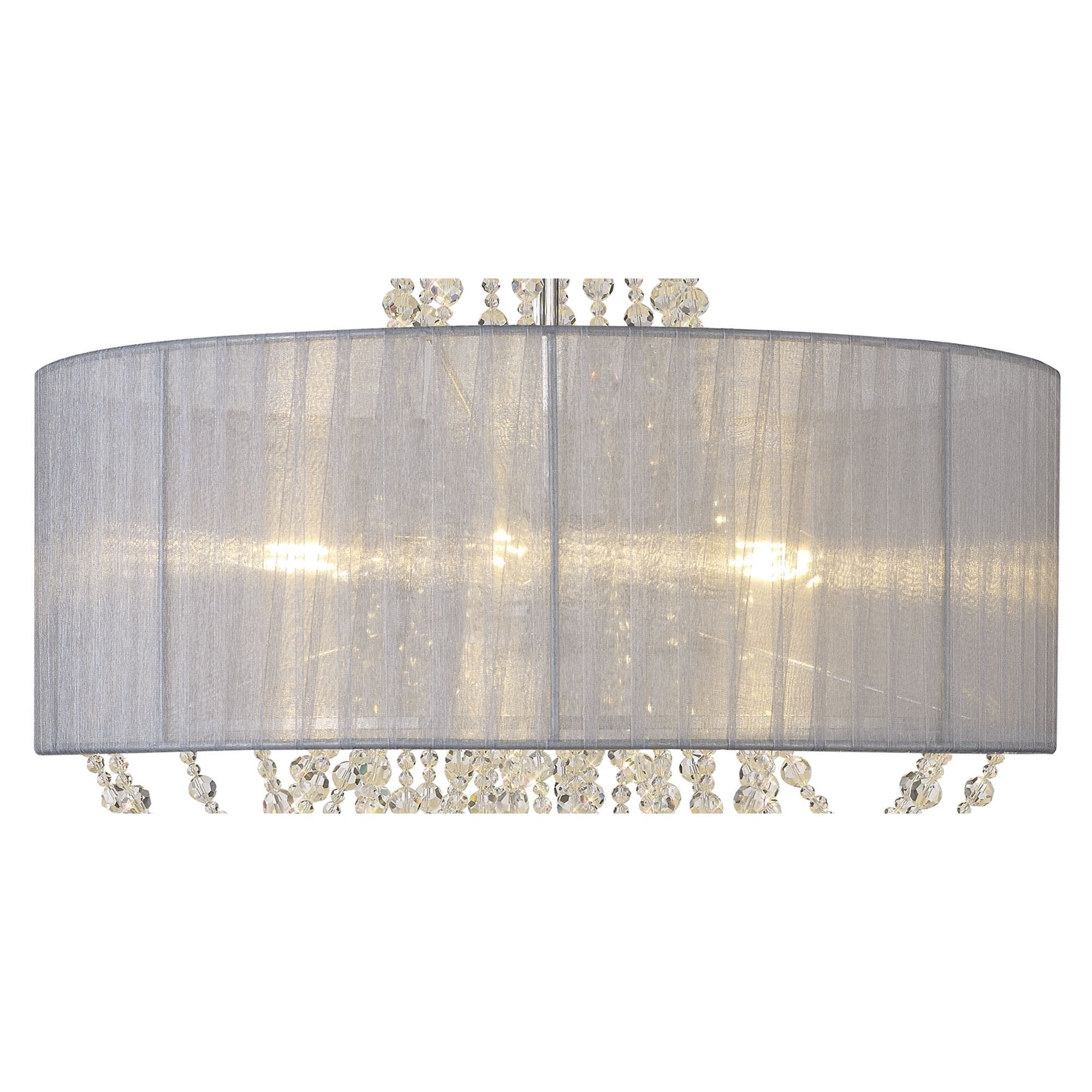 IL31747/GY Freida Semi Flush Grey Shade 6 Light E14 Polished Chrome/Crystal
