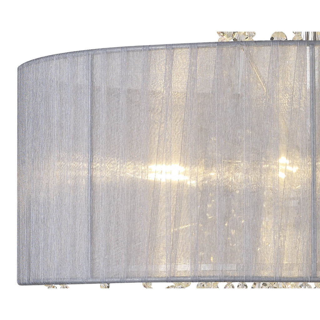 IL31747/GY Freida Semi Flush Grey Shade 6 Light E14 Polished Chrome/Crystal
