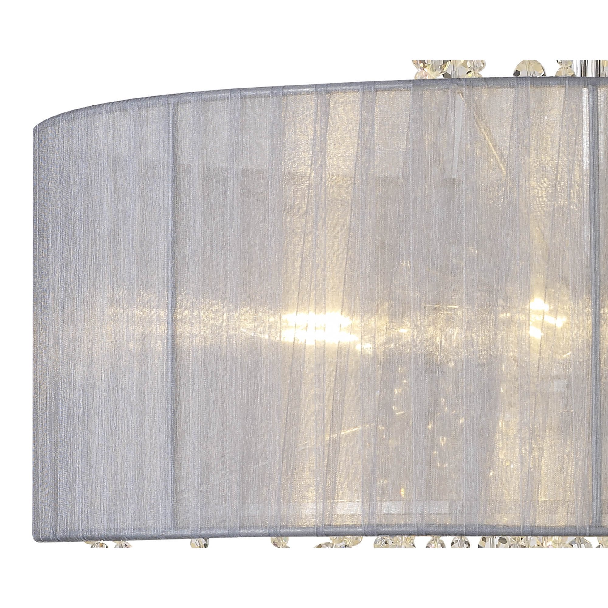 IL31747/GY Freida Semi Flush Grey Shade 6 Light E14 Polished Chrome/Crystal