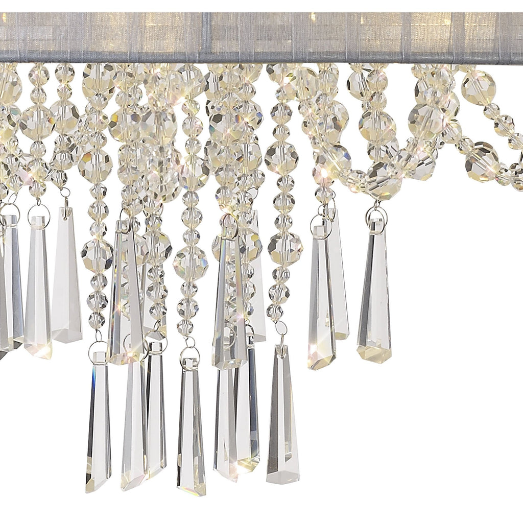 IL31747/GY Freida Semi Flush Grey Shade 6 Light E14 Polished Chrome/Crystal