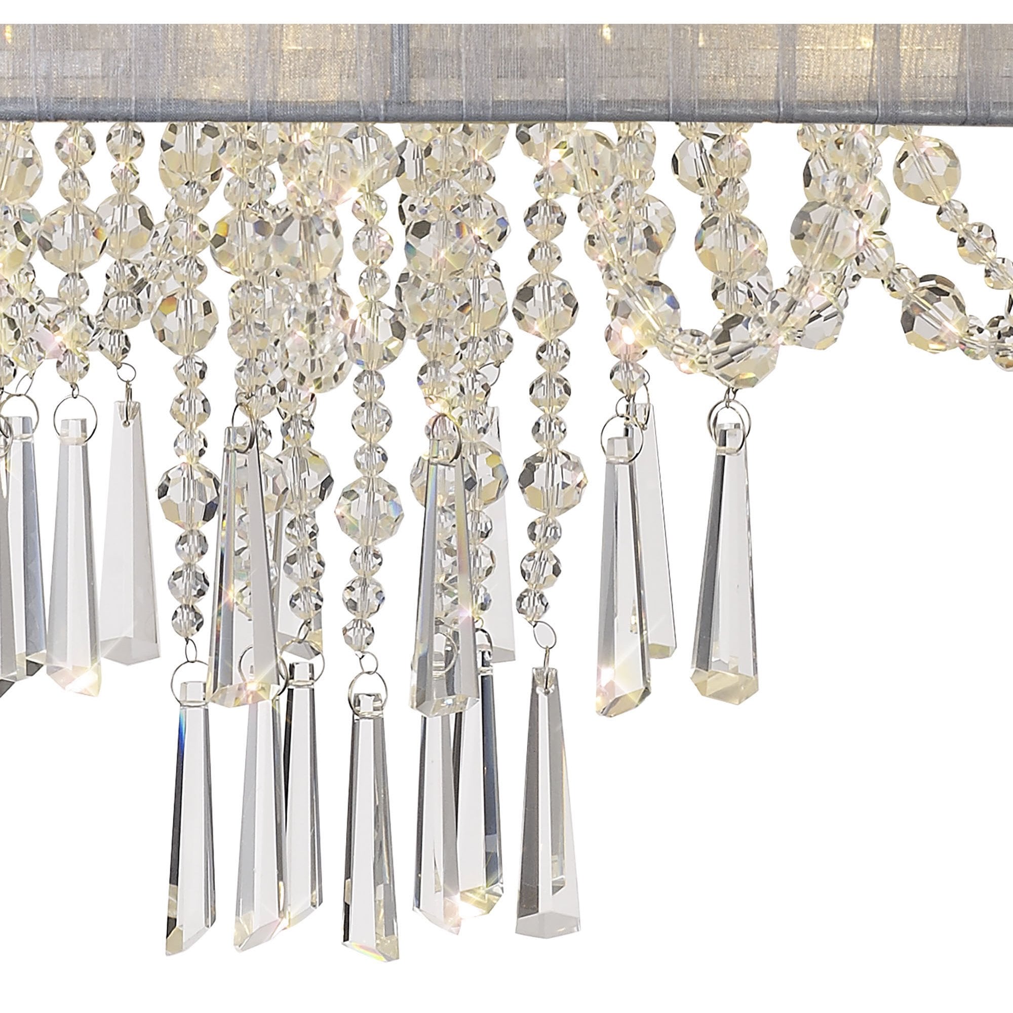 IL31747/GY Freida Semi Flush Grey Shade 6 Light E14 Polished Chrome/Crystal