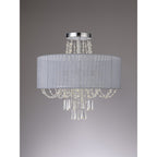 IL31747/GY Freida Semi Flush Grey Shade 6 Light E14 Polished Chrome/Crystal