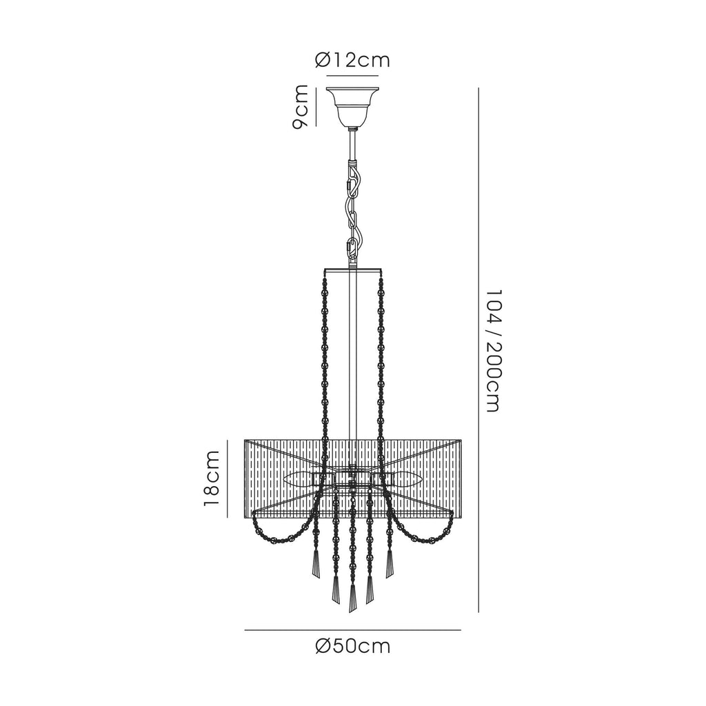 IL31748/GY Freida Pendant Grey Shade 6 Light E14 Polished Chrome/Crystal