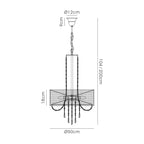 IL31748/GY Freida Pendant Grey Shade 6 Light E14 Polished Chrome/Crystal