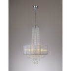 IL31748/GY Freida Pendant Grey Shade 6 Light E14 Polished Chrome/Crystal